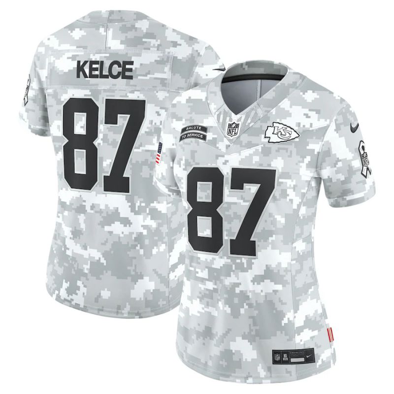 Women Kansas City Chiefs #87 Kelce Nike Arctic Camo 2024 Salute to Service Limited NFL Jersey->san francisco 49ers->NFL Jersey